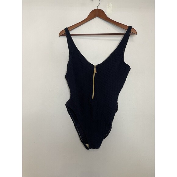 Sessa Swimsuit Womens Large Navy Blue Bathing Swim One Piece Textured Vintage - Picture 2 of 9